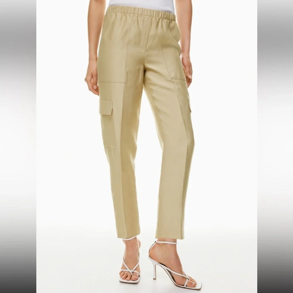 Babaton Titan Linen Cargo Pant Size Small in Beige